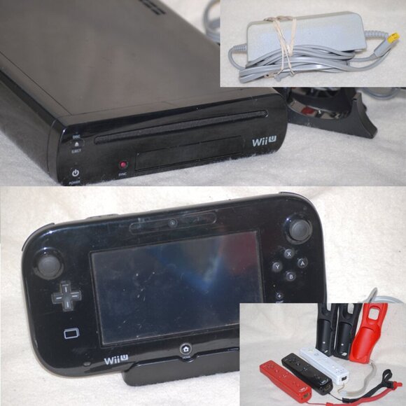 Nintendo Other - Lot Wii U Black Console Gamepad 3 Handheld Controllers Tested and Working!